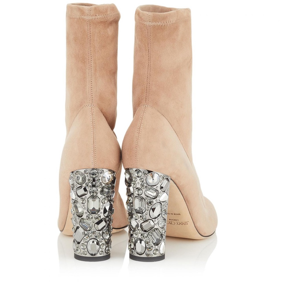 Jimmy Choo Maine 100 suede boots embellished heel
